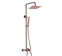 HLRTBCN Classic Bathroom Shower Brass Brushed Shower Set Square Suit Simple Light Rain Shower Device Wall-Mounted Mixed Faucet Aqiong