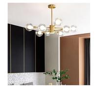HLRTBCN Copper Led Chandelier for Living Room Bedroom Dining Room Kitchen Modern Luxury Style Gold Lamp Glass Ball G9 Bulb Pendant Light,Celling Hanging Light Aqiong