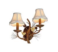 HLRTBCN Creative Bird Double-Headed Retro Metal Wall Lamp, Cloth Lampshade, American Country Style Indoor Wall Lamp,for Room Wall Decoration, Living Room, Corridor, Study Room, Club Aqiong