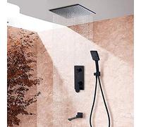 HLRTBCN Digital Shower Wall Mounted Rainfall Shower Black 3-Way Digital Display Mixer Tap Swivel Tub Spout Bathroom Shower-12 Inch Full Set,8 Inch Full Set,Sprinkler Aqiong
