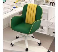 HLRTBCN Ergonomic Office Chair Modern Pu Leather Home Office Chair Ergonomic Desk Chair With Arms Swivel Rolling Gaming Chair For Office Study Bedroom Stylish Green Upholstered Task Chair Aqiong