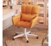 HLRTBCN Ergonomic Office Chair Modern Velvet Home Office Chair With Wheels And Pillow Cute Desk Chair For Girl Women Accent Armchair Upholstered Swivel Chair For Bedroom Color Aqiong