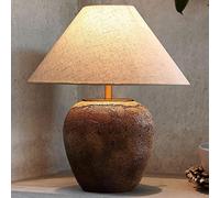 HLRTBCN Farmhouse R Ceramic Table Lamp with Textured Body 19.6" Tall Southwestern Style Bedside Lamp for Living Room Bedroom and Office Aqiong