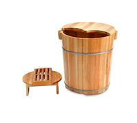 HLRTBCN Foot Bath Wooden Barrel Foot Spa Foot Bath Spa Tub, Foot Soak Bucket with Lid and Stool, Foot Tub for Soaking Feet, Wood Bucket with e Roller Friendship Years Aqiong