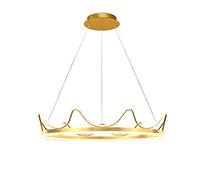 HLRTBCN Gold Crown Pendant Light for Children's Room, Metal Ring Hanging Lamp with Silicone Lampshade, Linear Bedroom Suspension Lamps, Modern LED Chandelier, 15.7" Annulus Drop Lights Aqiong