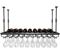 HLRTBCN Hanging Metal Wine Rack, Iron Red Wine Bottle Shelf/Hanging Wine Cup Rack, Adjustable Height of Boom 30-60Cm,100X30Cm Warm As Ever Beauty Comes Safehappy Aqiong