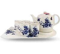 HLRTBCN Kitchen Electric Ceramic Cordless White Kettle Teapot Retro 1.2L Jug, 1350W Boils Water Fast for Tea, Coffee, Soup, Oatmeal Removable Base, Boil Dry Protection,with 6 Ceramic Cups/C Aqiong
