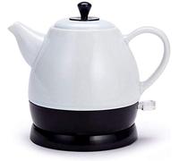HLRTBCN Kitchen Electric Ceramic Kettle Cordless White Teapot Retro 1.0L Jug, Boils Water Tea Coffee Oatmeal, 1350W/White Aqiong