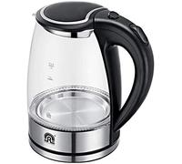HLRTBCN Kitchen Glass Kettle with Led Lighting, 1500W, 1.8L, Boildry Protection, Bpa Free, Quiet Boiling Automatic Power off/Black Aqiong