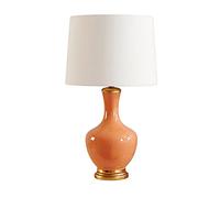 HLRTBCN Large 27.5in Orange Jingdezhen Ceramic Table Lamp with Fabric Shade - Stylish Home Lighting Modern Decorative Accent for Living Room Bedroom or Office Aqiong