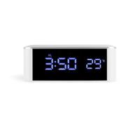 HLRTBCN LED Alarm Clock Thermometer Digital Wall Clock with Seconds for Seniors for Heavy Sleepers Adults,Blue Words Aqiong