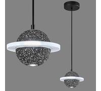 HLRTBCN LED Pendant Light for Kitchen Island Creative Planet Design Children's Room Hanging Lamp Adjustable Height Concrete Dining Table Chandelier Black (Pack of 5) Aqiong