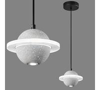 HLRTBCN LED Pendant Light with Creative Planet Design for Children's Room Height Adjustable Kitchen Island Hanging Lamp Concrete Dining Table Chandelier Modern White Lighting (5 Pack) Aqiong