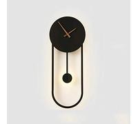 HLRTBCN Modern LED Clock Wall Lights, Metal Indoor Creative Design Warm White Light Wall Clock Lamp Suitable for Living Room, Bedroom, Office [Energy Class A+] (Color : Black) Aqiong