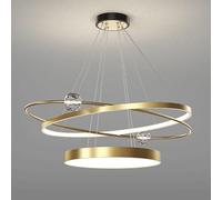 HLRTBCN Modern LED Ring Pendant Lights, Metal Hanging Light Fixture with Acrylic Decorative for Dining Room Kitchen Island Gold Pendant Lamp(60cm/23.6in) Aqiong