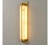 HLRTBCN Modern Marble Wall Light Long Linear Alabaster Wall Sconces White Stone Wall Mount Lighting Brass Bedside Wall Lamp for Bathroom Indoor Vanity Light Fixtures for Restaurant Stairs Aqiong