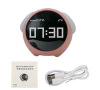 HLRTBCN Multifunctional Child Alarm Clock Cute Expression Alarm Clock for Home Digital LED Night Light (B) Aqiong