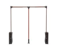 HLRTBCN Pull-down clothes rail for the wardrobe, telescopic clothes hanger with soft return, 540-1250 mm adjustable clothes rail, load capacity 20 kg, for hanging clothes (brown, 540-690 mm) Aqiong