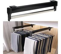HLRTBCN Pull Out Pants Hangers Trousers Rack Stainless Steel Wardrobe Rail Tube Extendable Closet Rod Telescopic With Slide Household Space Saving Storage Artifact Acc Aqiong