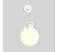 HLRTBCN Rabbit-shaped Wall Lamp Planet Wall Light Cartoon Resin Wall Sconce with Spherical Acrylic Shade, Modern LED Wall Lamps - 5W - 3 Color Modes Children's Room Lighting Wall Lights(Aqiong