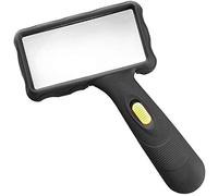 HLRTBCN Rectangular Extra Large LED Handheld Magnifying Glass with Light-10X Lens Lightweight Illuminated Reading Magnifier Aqiong