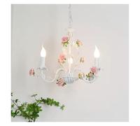 HLRTBCN Rural Bedroom Chandelier French Living Room Children's Room Iron Flowers Plants Warm American Retro Fresh Ceramic Pendant Lamps,Celling Hanging Light Aqiong