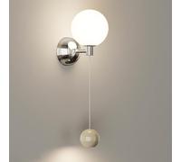 HLRTBCN Spherical Wall Sconce, Chrome Metal Wall Light with Glass Ball Shade, Wall Mounted Reading Lamp, DIY Height Adjustable Wall Lamps, Modern LED Wall Lights, Minimalist Wall Lightin Aqiong