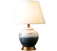 HLRTBCN Table Lamp American Simple Landscape Painting All Copper Ceramic Desk Lamp Bedroom Bedside Lamp New Vintage Code Warm Living Room Creative European Style Pure Copper Lamp Retro Aqiong
