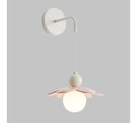 HLRTBCN White Wall Sconce 1 Light Flower Shape Metal Wall Lamp with Glass Ball Shade Modern Dressing Table Wall Lamps Bedside Decorative Lighting Wall Lights French Cream Style Wall Scon Aqiong