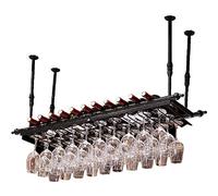 HLRTBCN Wine Rack Home Red Holder Restaurant Bar S,Ceiling Adjustable Height Wall Mounted Hanging Wine Bottle Holder Metal Iron Wine Glass Rack Vintage,Black60*30Cm Safehappy Aqiong