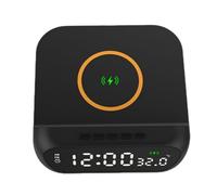 HLRTBCN Wireless Charging Alarm Clock Wireless Charger Fast 15W Charging Digital Alarm Clock Temperature Black Easy Install Aqiong