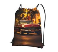 HLSBSSL Classic Vintage Cars Printed drawstring backpack, portable storage bag for sports, travel, yoga, camping