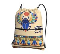 HLSBSSL Egyptian Scarab Printed drawstring backpack, portable storage bag for sports, travel, yoga, camping