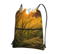 HLSBSSL The Sunset Wheat Printed drawstring backpack, portable storage bag for sports, travel, yoga, camping