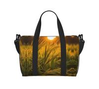 HLSBSSL Travel bag suitable for tennis and fishing | The Sunset Wheat Printed Tote Travel Bag, Lightweight And Sturdy, Suitable For Tennis And Fishing