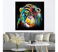 HLSHOE Colorful Thinking Monkey Wall Art Canvas Painting Wild Animals Pop Art Posters Paintings Wall Decorative Pictures For Bedroom (Color : MP 103, Size : 60x60cm No Frame)