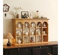 Hltdzer 3-Tier Retro Walnut Wood Coffee Mug Storage Shelf, Kitchen Countertop Wooden Mug Holder, Collectibles Curio Display Case for Coffee Bar(Cherry Wood Color,73 * 15 * 49cm/28.7 * 5.9 * 19.3in)