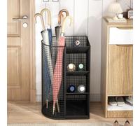 Hltdzer Commercial Metal Umbrella Holder Indoor Large-capacity Umbrella Storage Shelf Umbrella Basket with Removable Drip Tray for Entryway Metal Entrance Umbrellas Organizer(Black)