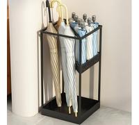 Hltdzer Large Capacity Metal Umbrella Holder at The Entrance Commercial Square Umbrellas Stand Rack Modern Indoor Entryway Umbrella Stand Racks Commercial Umbrellas Barrel(Black)