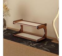 Hltdzer Multi-Layer Bamboo Plastic Rattan Coffee Mug Display Rack Tea Cup Holder Countertop Wood Storage Cabinet for Kitchen, Dining Room, Coffee Bar(Coffee Color,30 * 20 * 20cm/11.8 * 7.9 * 7.9in)