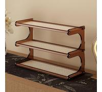 Hltdzer Multi-Layer Bamboo Plastic Rattan Coffee Mug Display Rack Tea Cup Holder Countertop Wood Storage Cabinet for Kitchen, Dining Room, Coffee Bar(Coffee Color,59 * 20 * 36cm/23.2 * 7.9 * 14.2in)