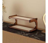 Hltdzer Multi-Layer Bamboo Plastic Rattan Coffee Mug Display Rack Tea Cup Holder Countertop Wood Storage Cabinet for Kitchen, Dining Room, Coffee Bar(Coffee Color,45 * 20 * 20cm/17.7 * 7.9 * 7.9in)