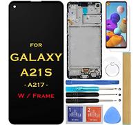 HLTECH Screen Replacement LCD Display Touch Digitizer Assembly with frame for Samsung Galaxy A21S 2020 A217 SM-A217F/DS SM-A217M/DS SM-A217F/DSN 6.5" (Black with Frame)