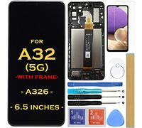 HLTECH Screen Replacement LCD Display Touch Digitizer Assembly with Frame for Samsung Galaxy A32 5G 2021 A326 SM-A326 A326U A326U1 A326T A326W 6.5" (Not for A32 4G)