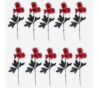 HLTER 10 Pcs Artificial Poppy Flowers Picks, 19.3 Inch Long Real Touch Poppy Flower Heads with Stems Artificial Silk Poppy Bouquets for Vase
