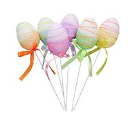 HLTER Foam Easter Egg Picks, 24 Pack Decorative Sticks Pastel Colors Glittered and Painted Easter Picks Decorations for Table Home(Assorted Color)