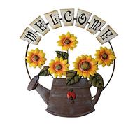 HLTER Watering Can Welcome Sign, Vintage Metal Sunflower Welcome Sign, Wall Hanging Art Decor Front Door, Daisy Welcome Door Sign for Garden Home Yard Entryway Decor