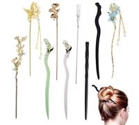 HLTOO 9PCS Vintage Hair Sticks, Chinese Hair Chopsticks for Women, Decorative Retro Hair Pins with Pearl and Metal Pendants, for Women and Girls Hair Styling Accessories
