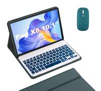 HLTOOP Keyboard Case for Honor Pad X8 10.1 Inch, Magnetic Detachable 7-Color Backlit Keyboard with Protective Cover, Bluetooth Mouse,Green