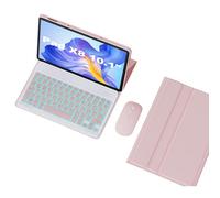 HLTOOP Keyboard Case for Honor Pad X8 10.1 Inch, Magnetic Detachable 7-Color Backlit Keyboard with Protective Cover, Bluetooth Mouse,Pink